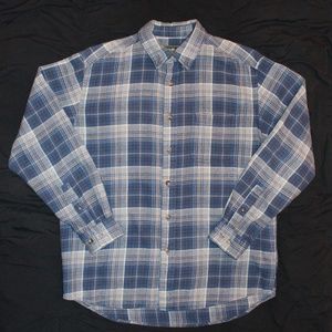 Eddie Bauer Button Up Blue Plad - M
